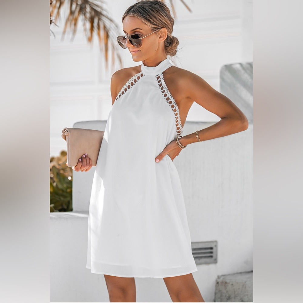 White Halter Dress